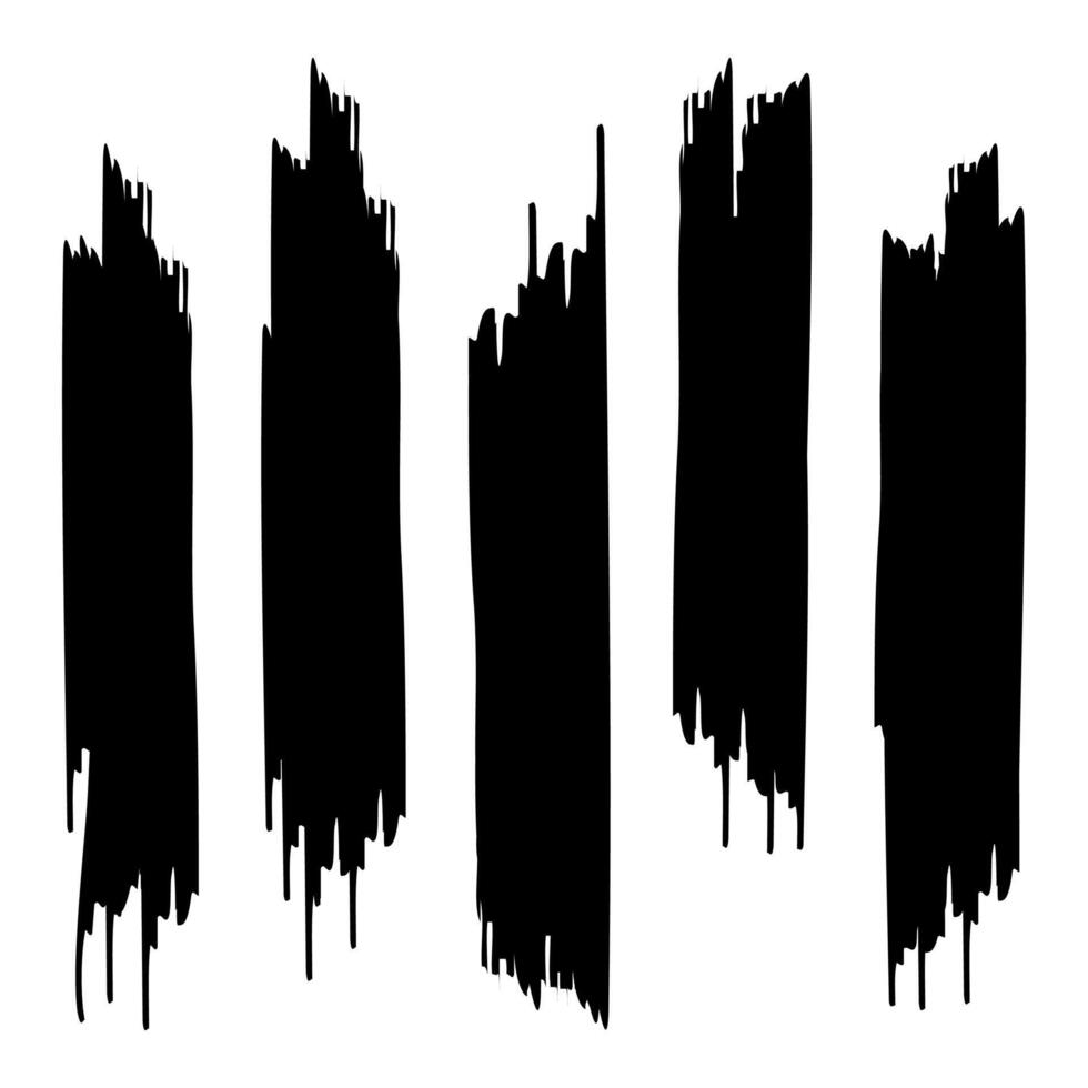 Set of brush stroke on white background vector