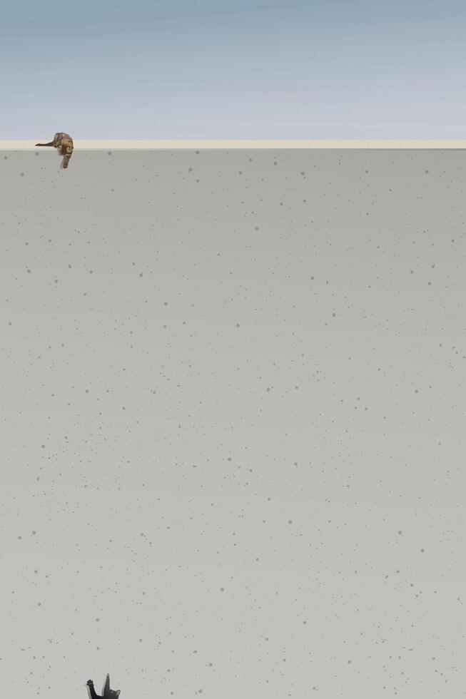 Cats playing together on cement wall with blue sky vertical background graphic illustration have blank space. vector