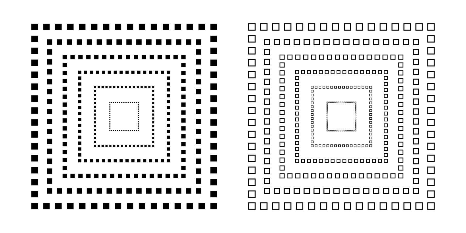 Concentric dotted square geometric pattern. vector