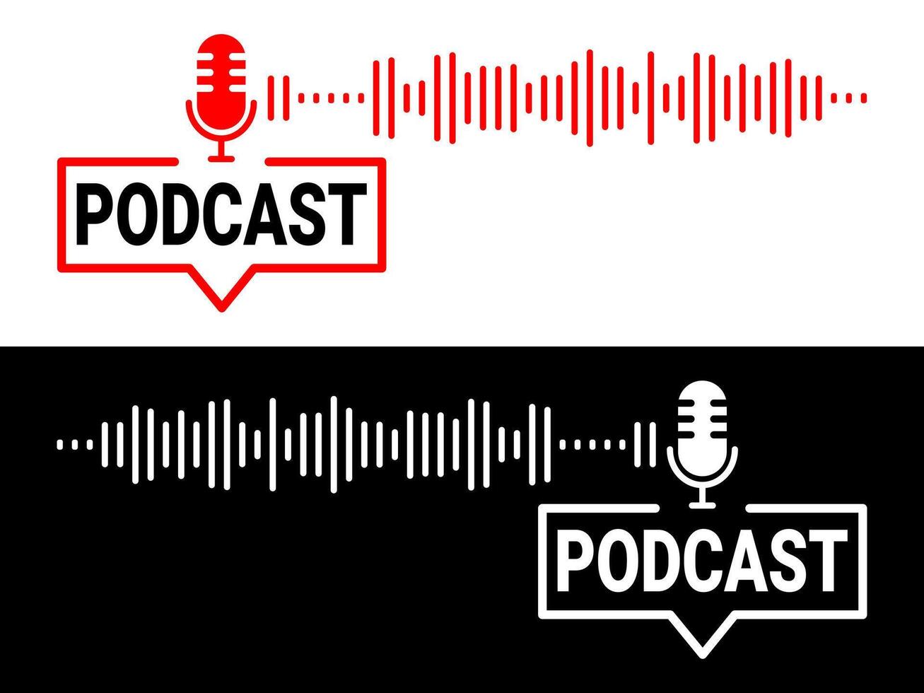 Podcast microphone icon. Broadcast podcast studio. vector