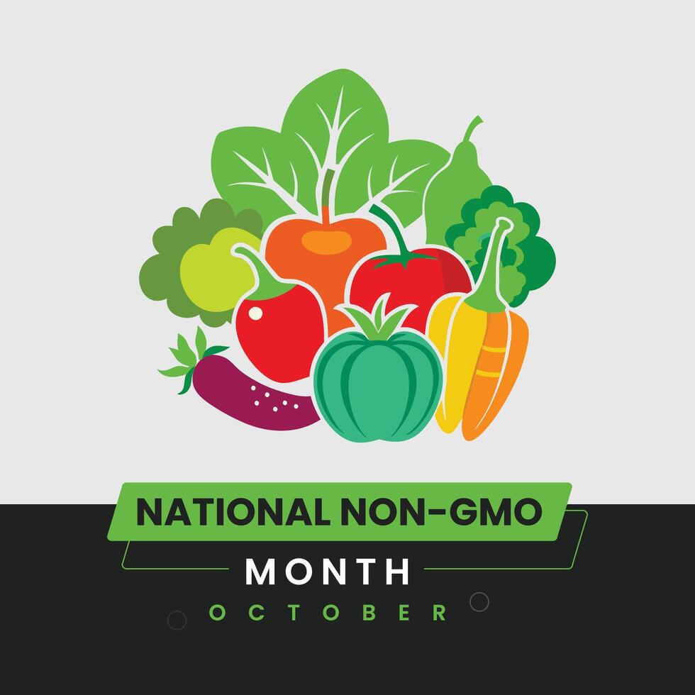 National Non-GMO Month Poster and Social Media Template Design vector