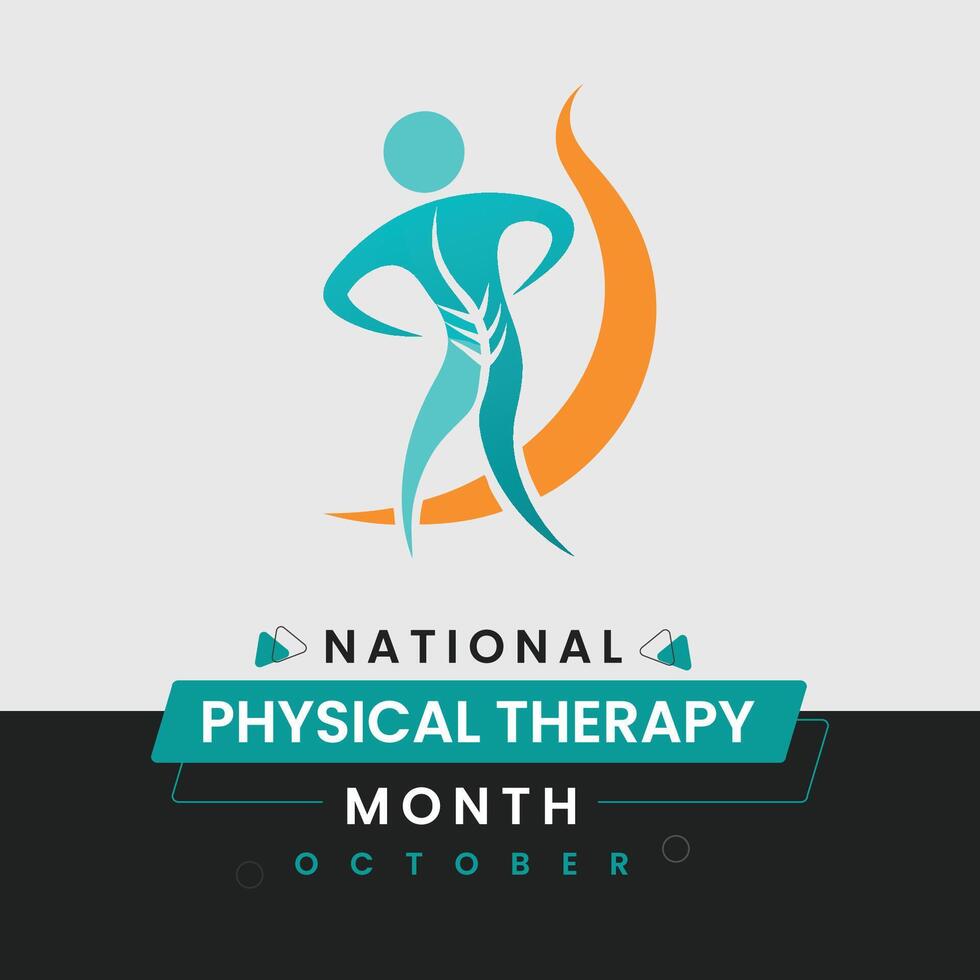 National Physical Therapy Month Typography Poster and Social Media Template vector