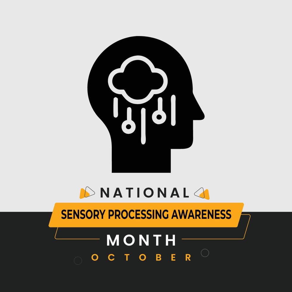 National Sensory Processing Awareness Month Poster and Social Media Design TemplateNational Sensory Processing Awareness Month Poster and Social Media Design Template vector