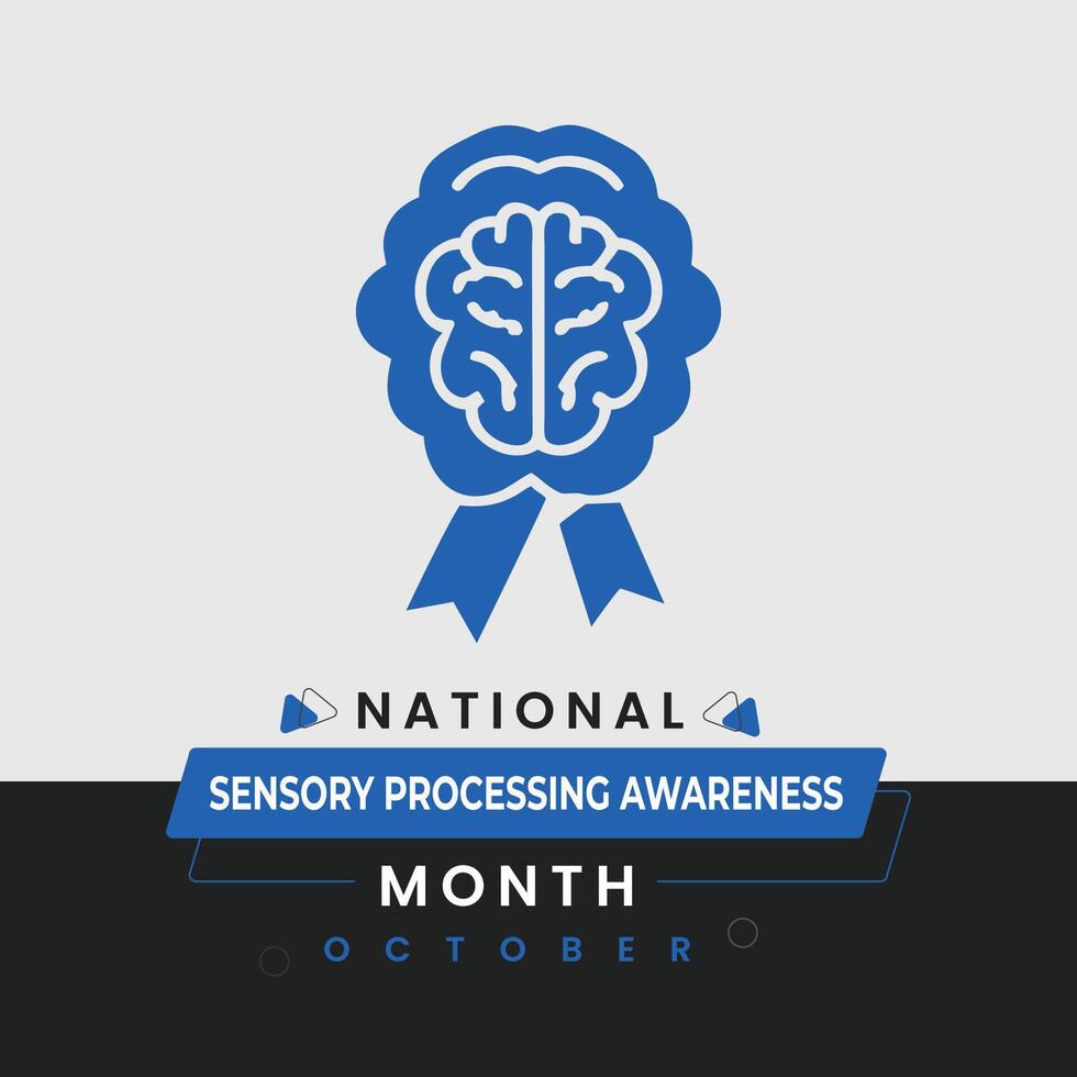 National Sensory Processing Awareness Month Typography Poster and Social Media Post Template vector