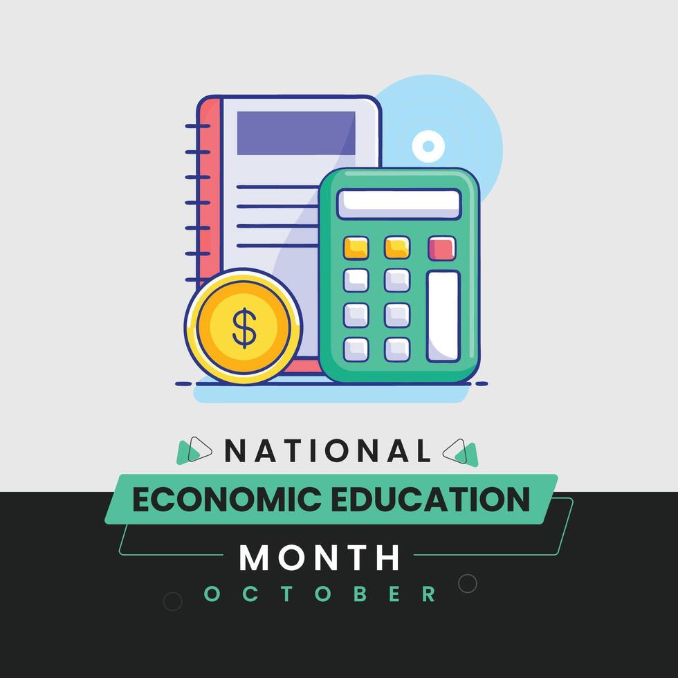 National Economic Education Month Creative Typography Design for Social Media and Posters vector