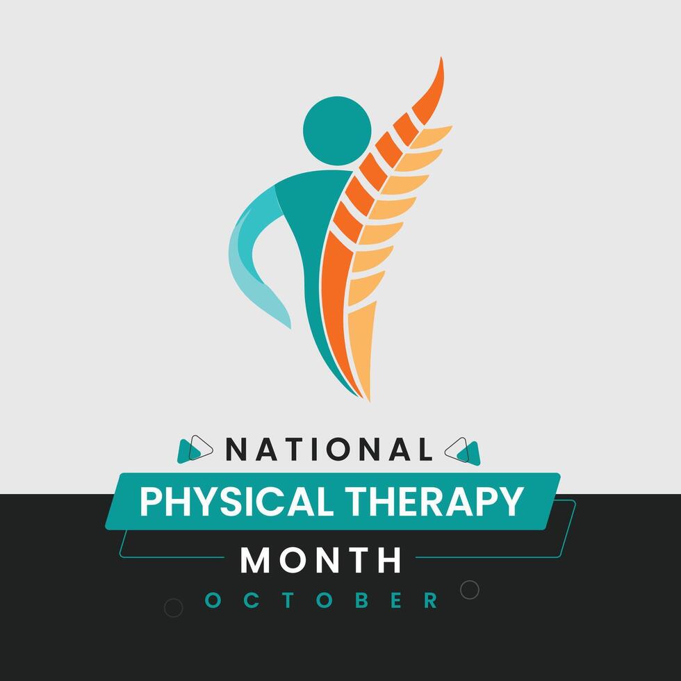 National Physical Therapy Month Typography Poster and Social Media Template vector