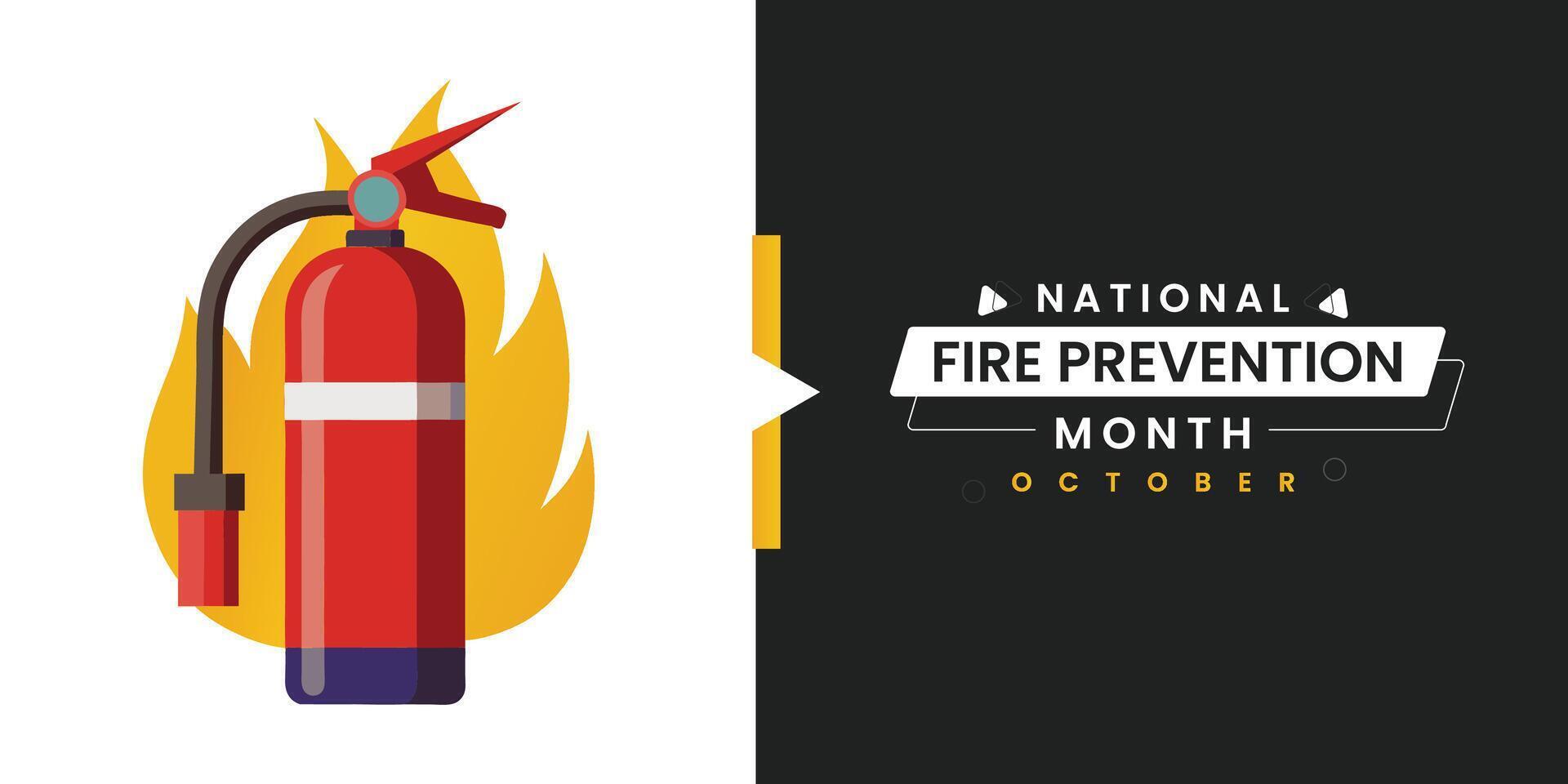 Fire Safety Month Web Banner Template vector