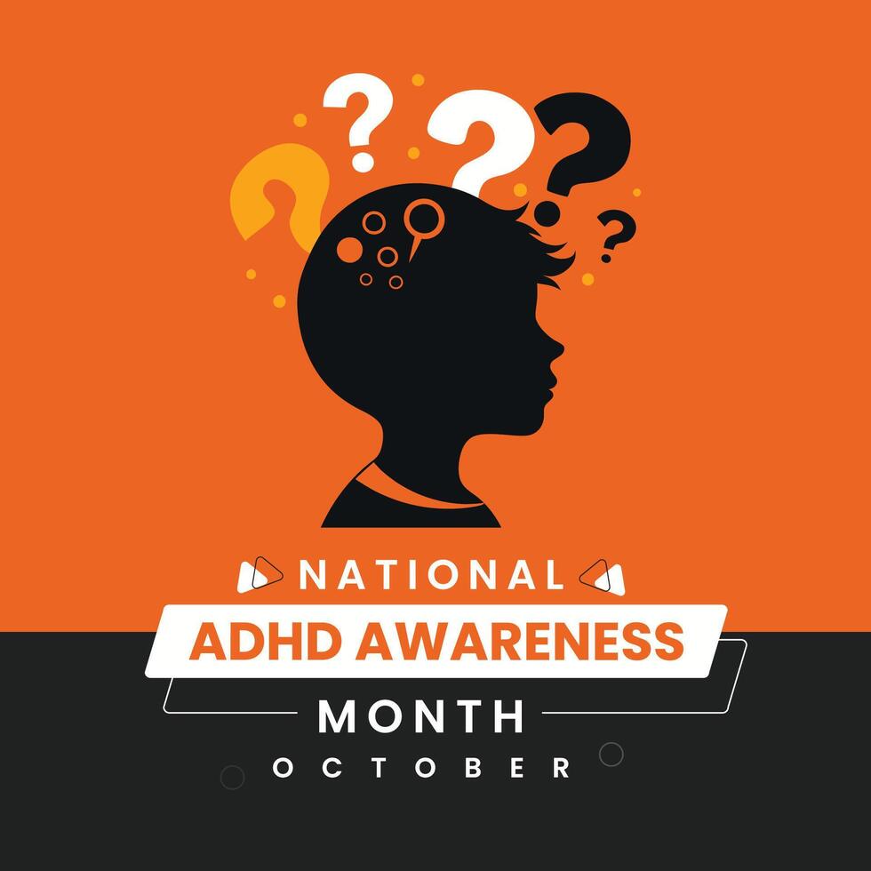 National ADDADHD Awareness Month Typography Poster Design template vector