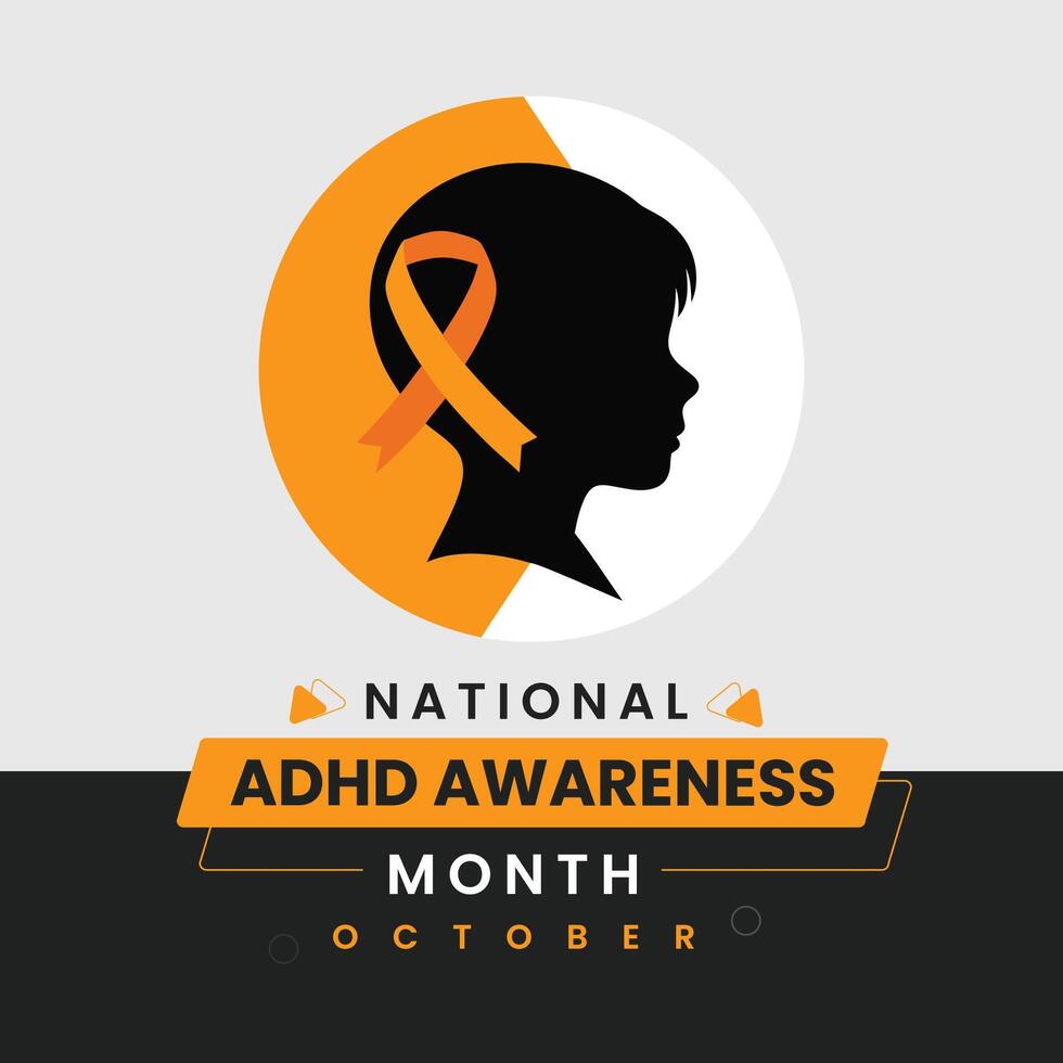 National ADDADHD Awareness Month Typography Poster template Design vector