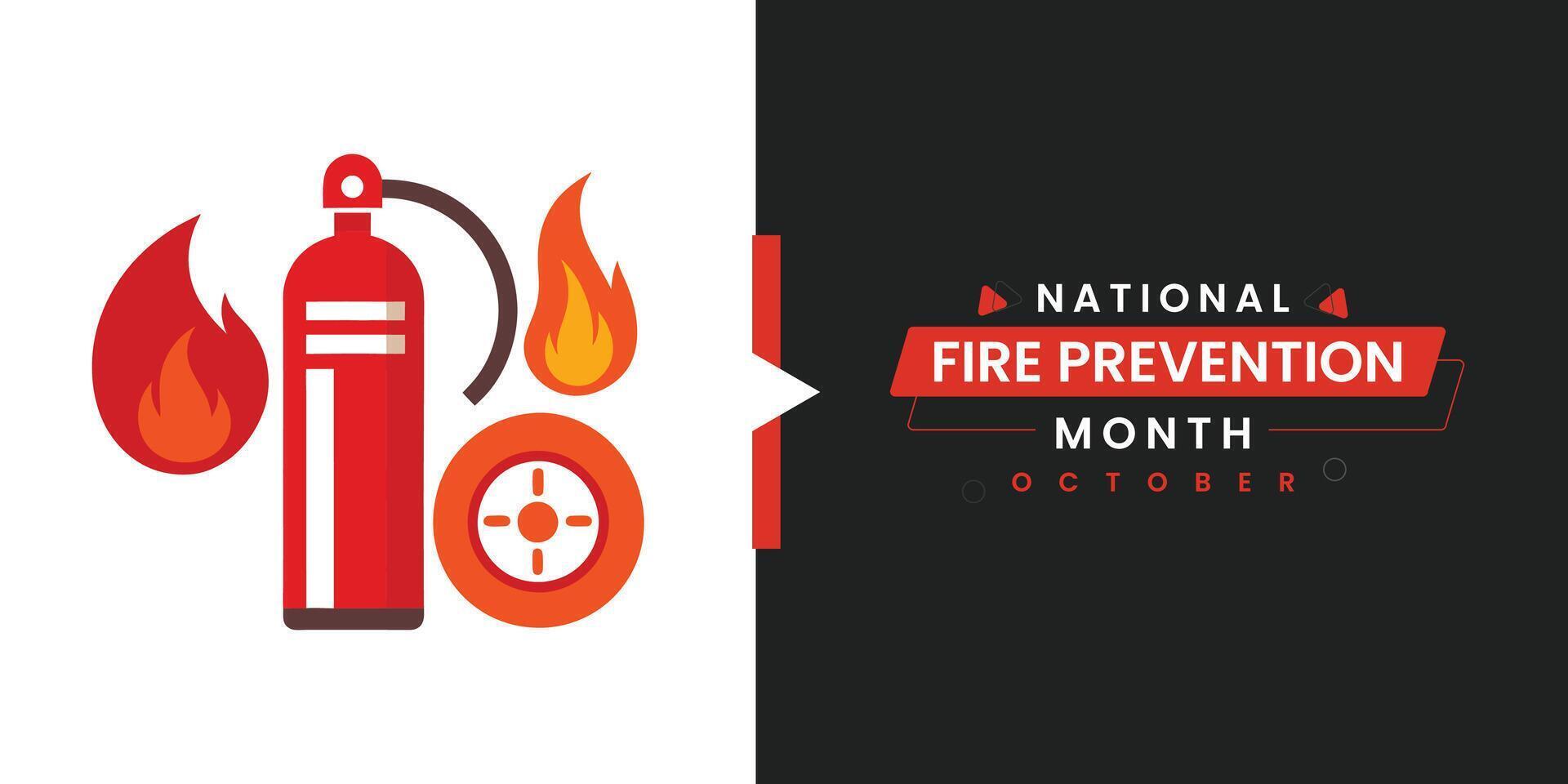 National Fire Prevention Month Web Banner Template vector