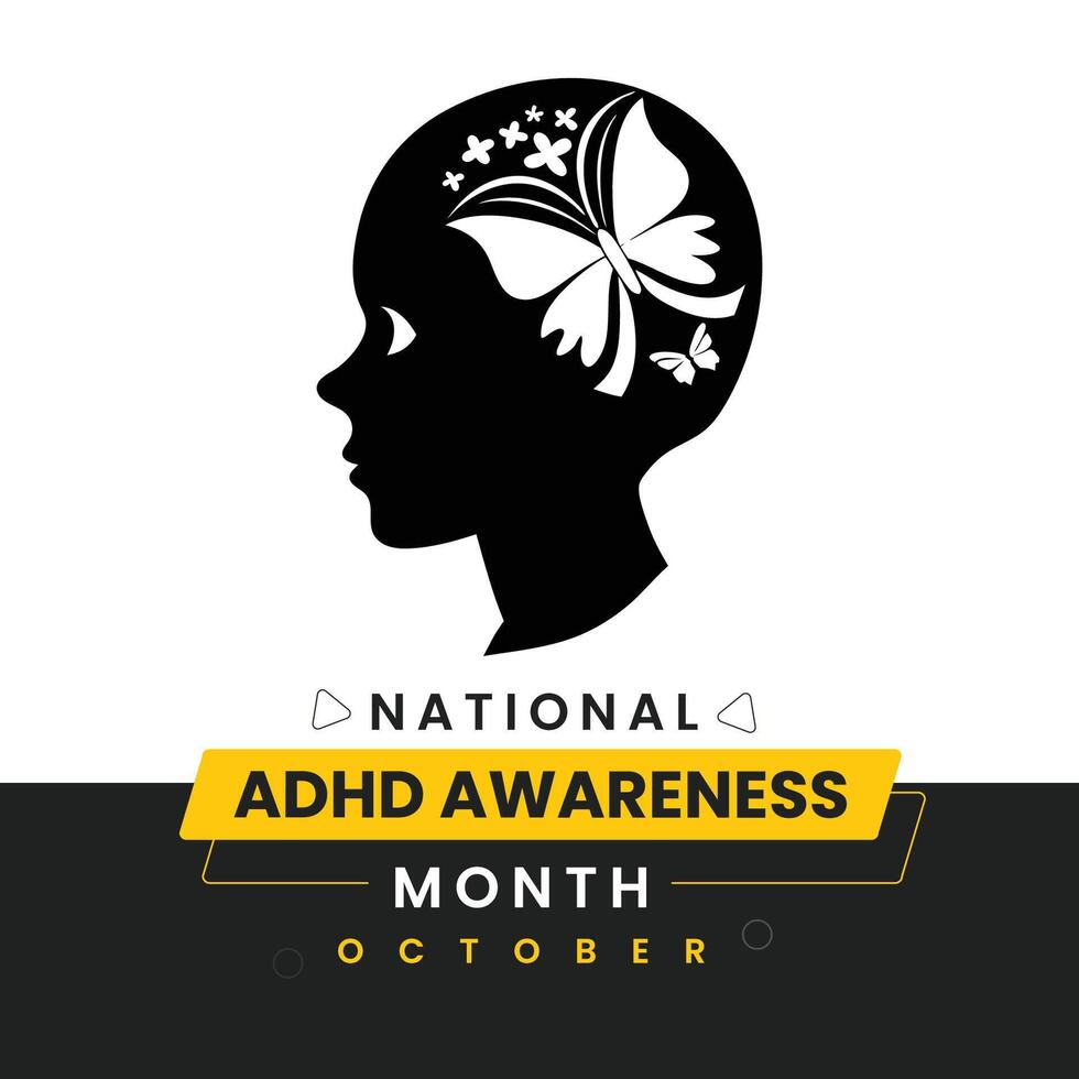 ADDADHD Awareness Month Typography Poster vector