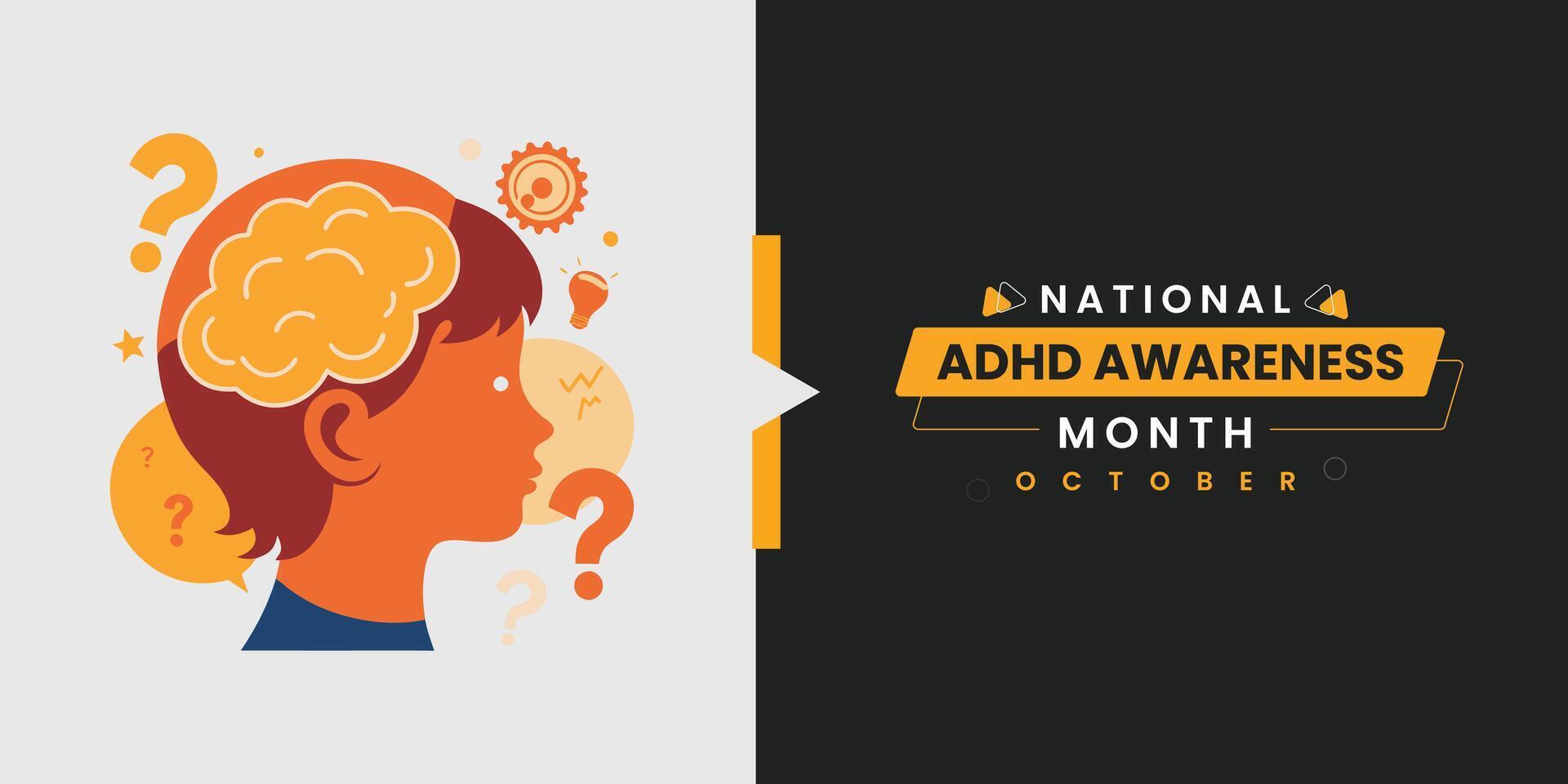 Creative ADDADHD Awareness Month Social Media Template vector