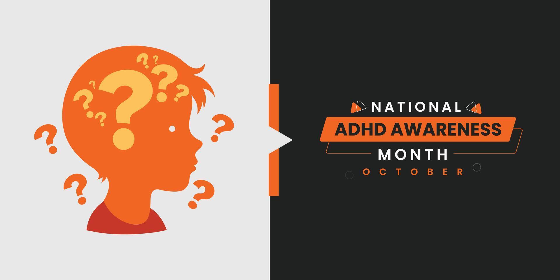 National ADDADHD Awareness Month Poster and Digital Design template vector