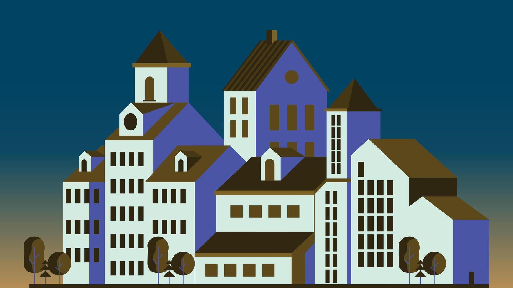 City Buildings and skyscrapers design elements illustration vector