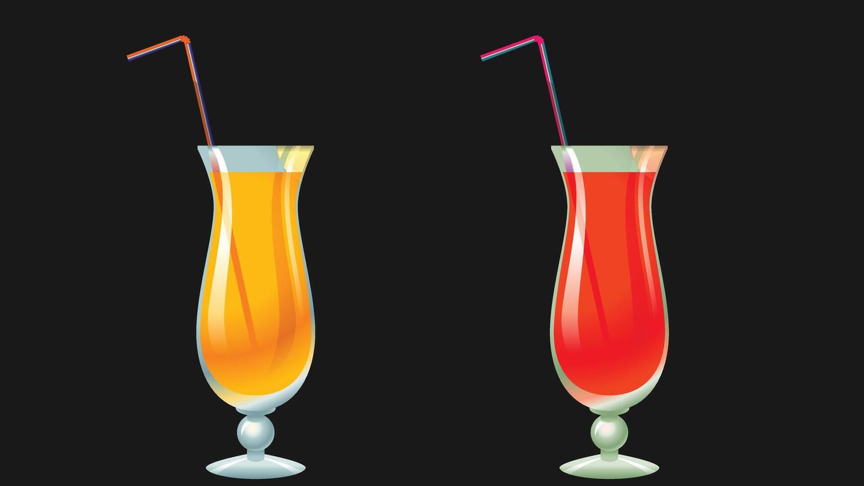 Fresh juice glasses flat design illustration vector