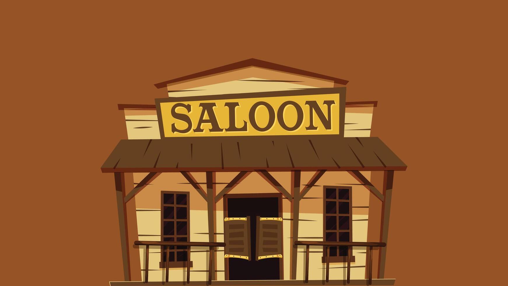 Wild west old cartoon saloon front view illustration vector