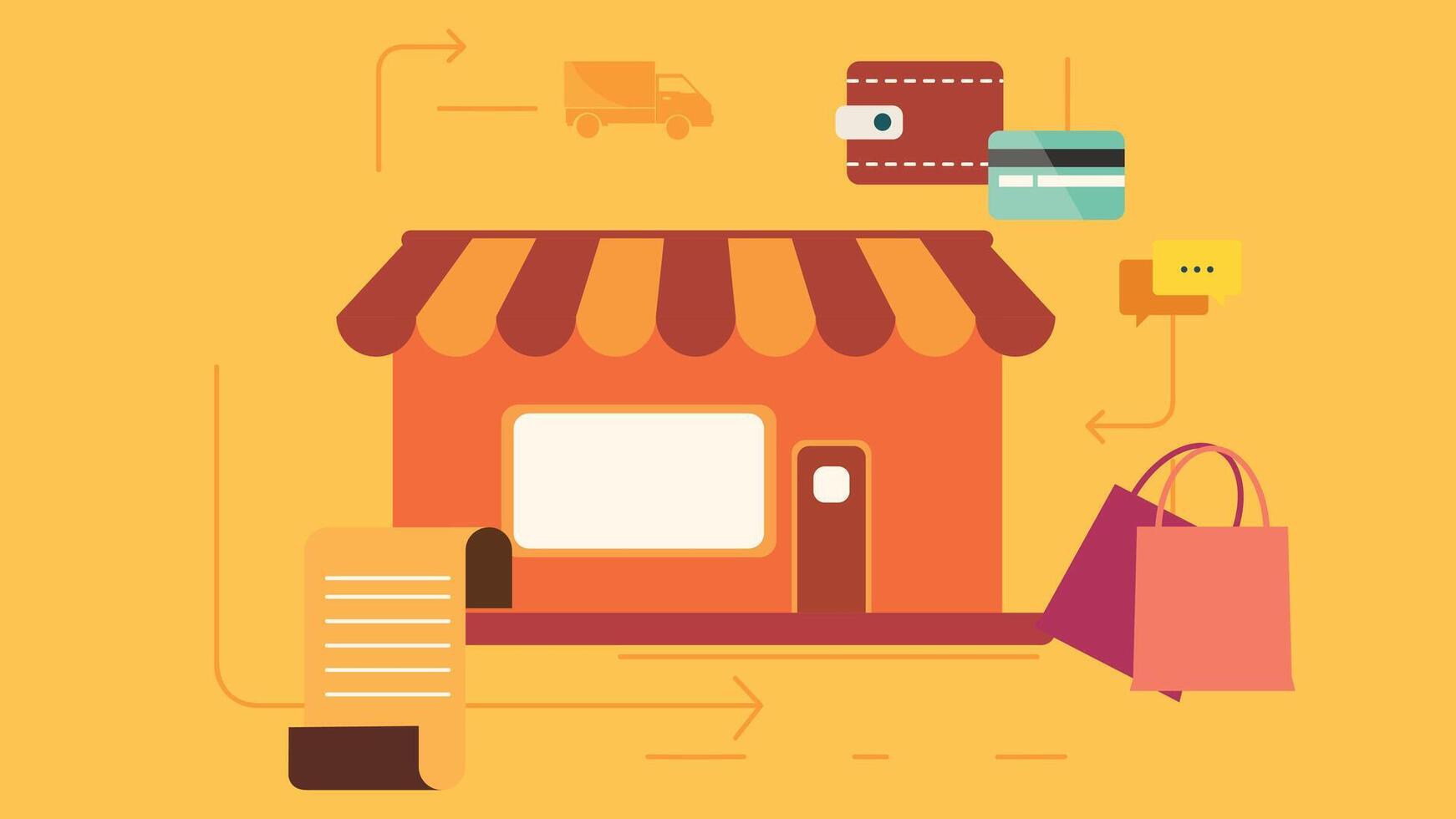 online shopping store with credit card flat design isolated graphics vector