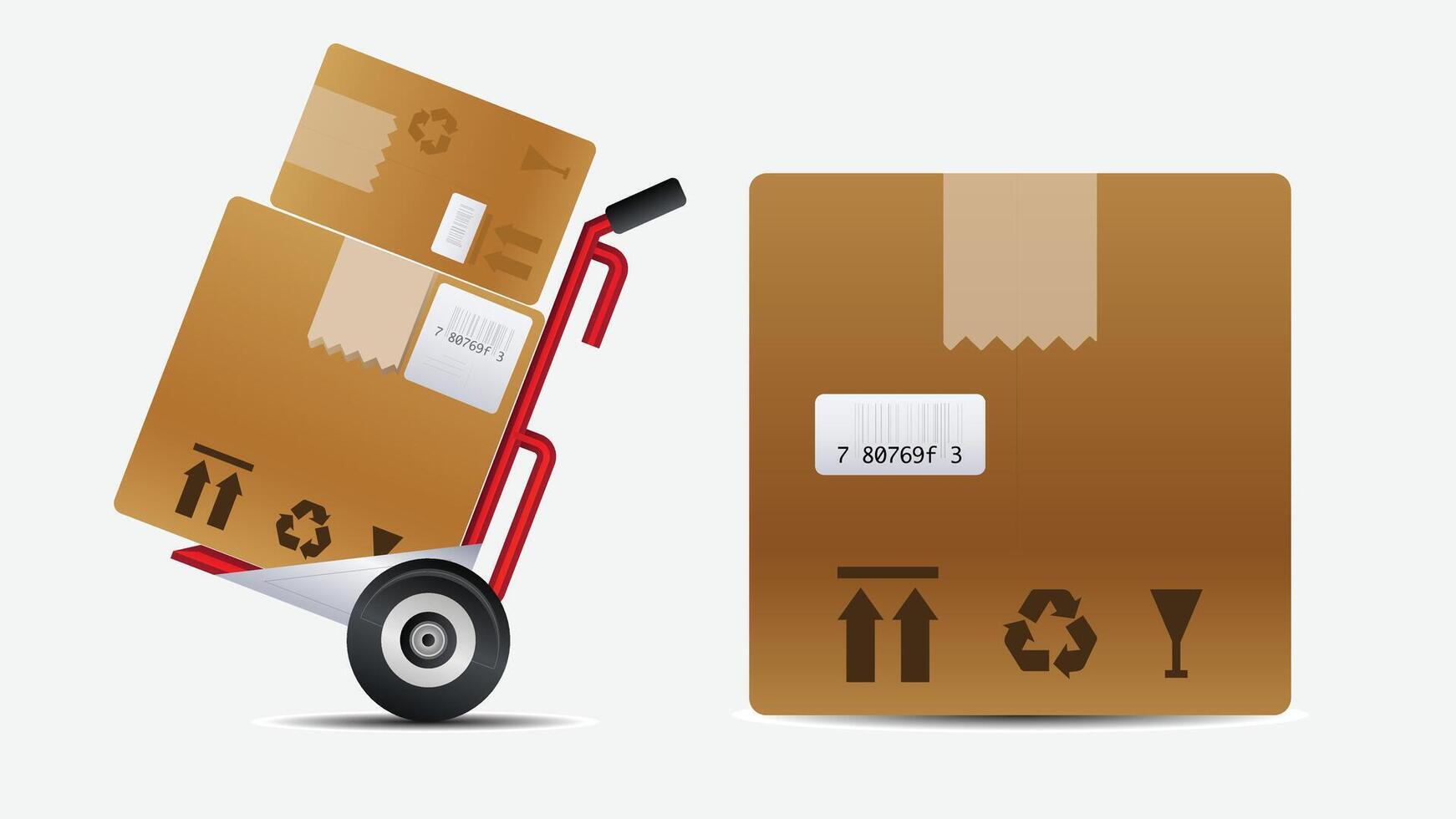 Package delivery on a trolly flat design vector