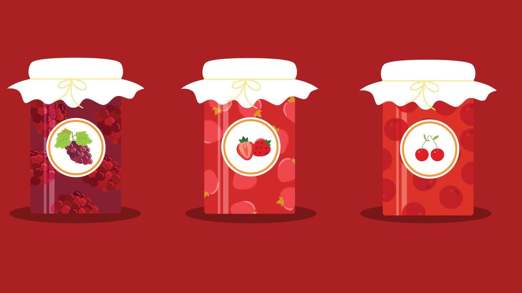 organic fruit jam jars on isolated background illustration vector