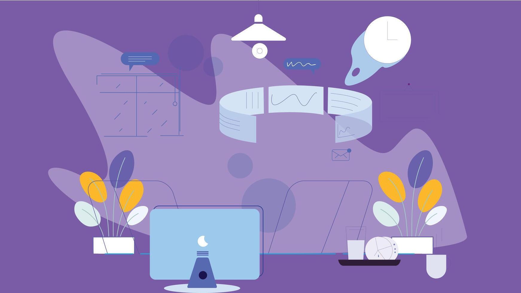 interior office flat design illustrative background vector