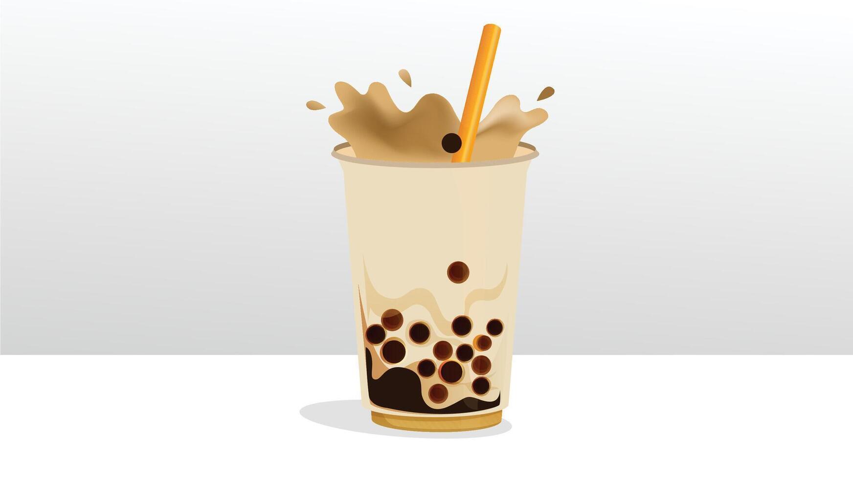Bubble tea drink originated in Taiwan, Boba milk tea vector