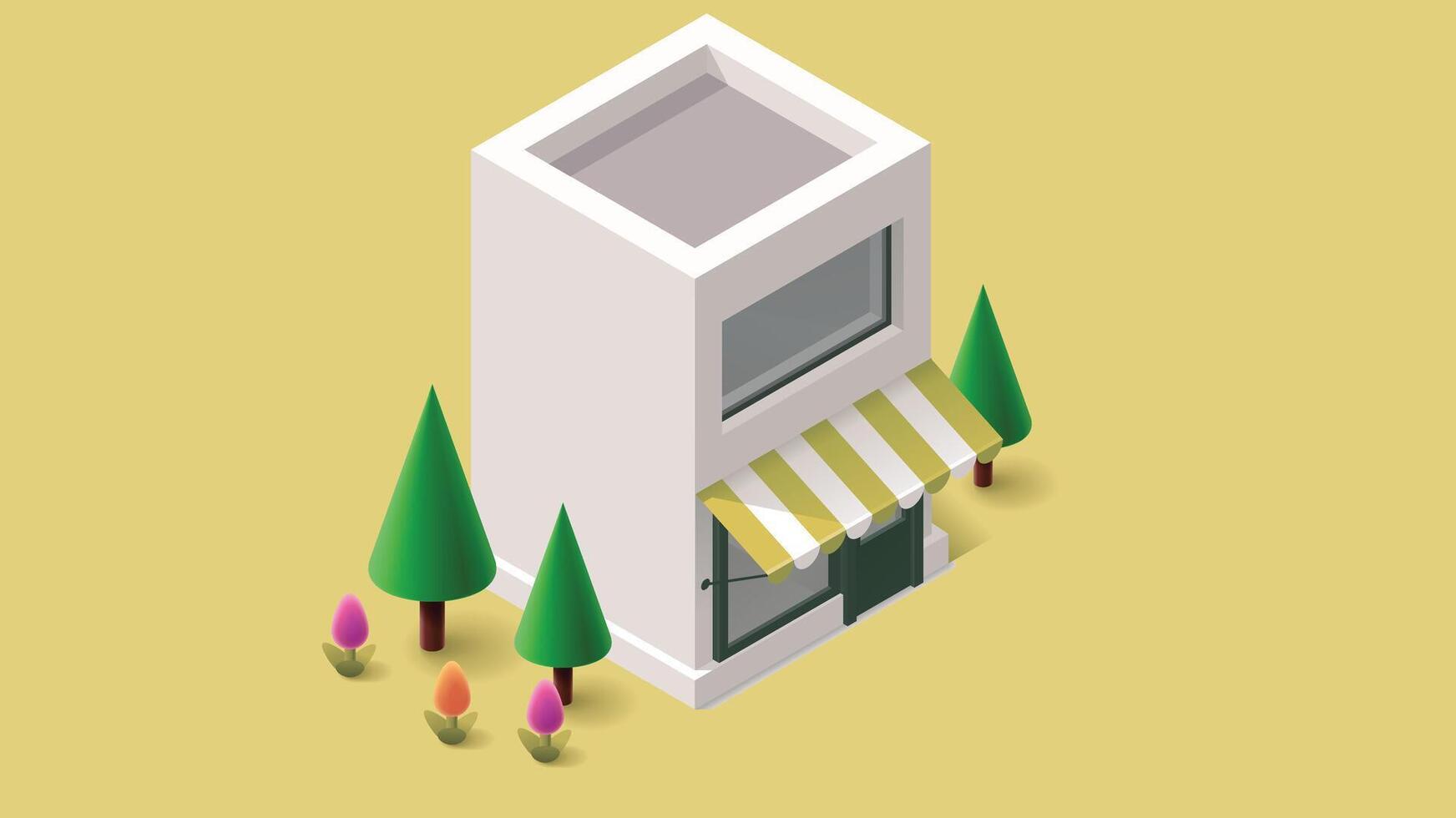 Isometric city buildings and urban game assets design illustration vector