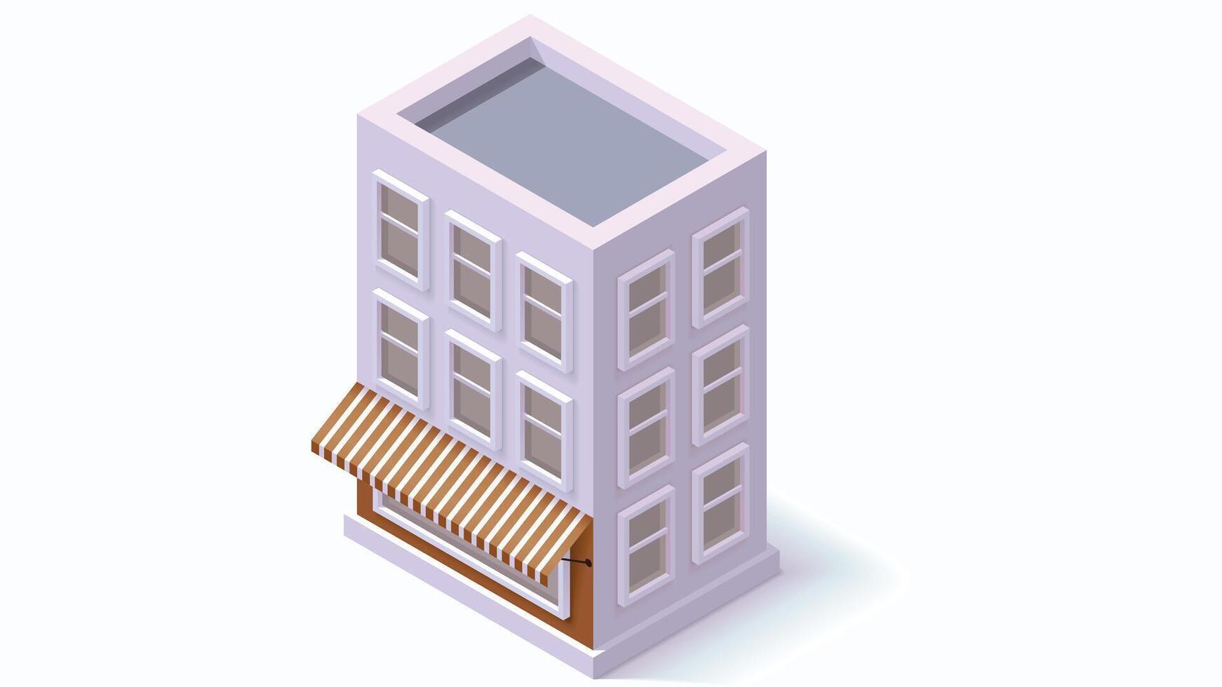 Isometric city buildings and urban game assets design illustration vector
