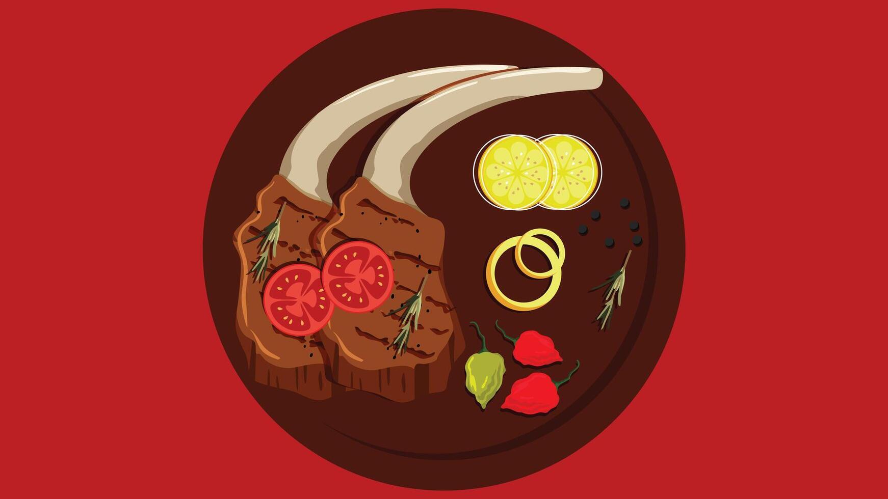 American food cuisine food plates flat design illustration vector