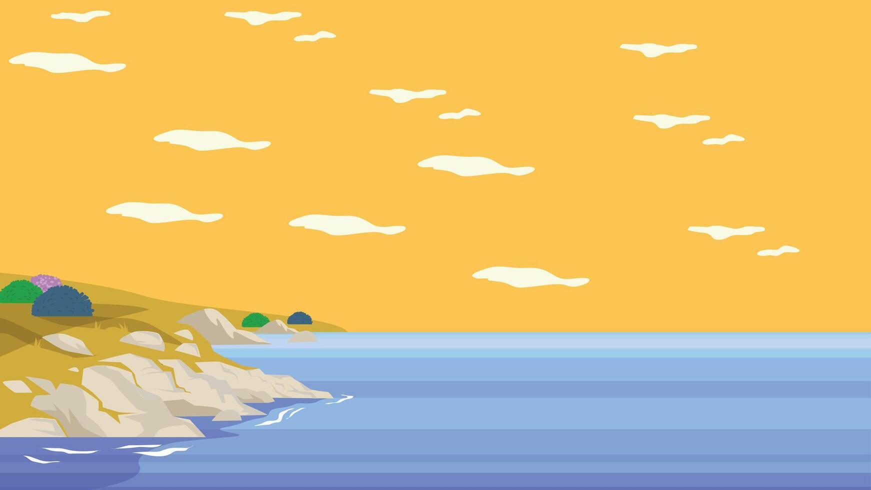 ocean sandy beach background design illustration vector