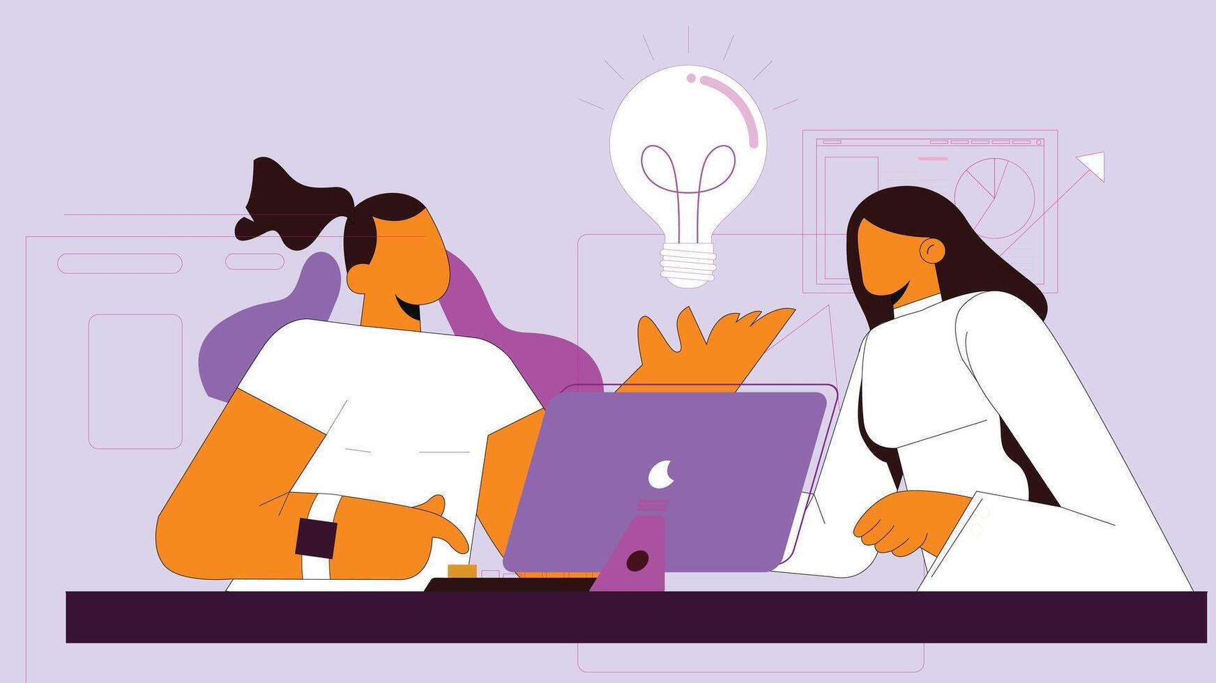 Collaborative employees working together in office illustration vector