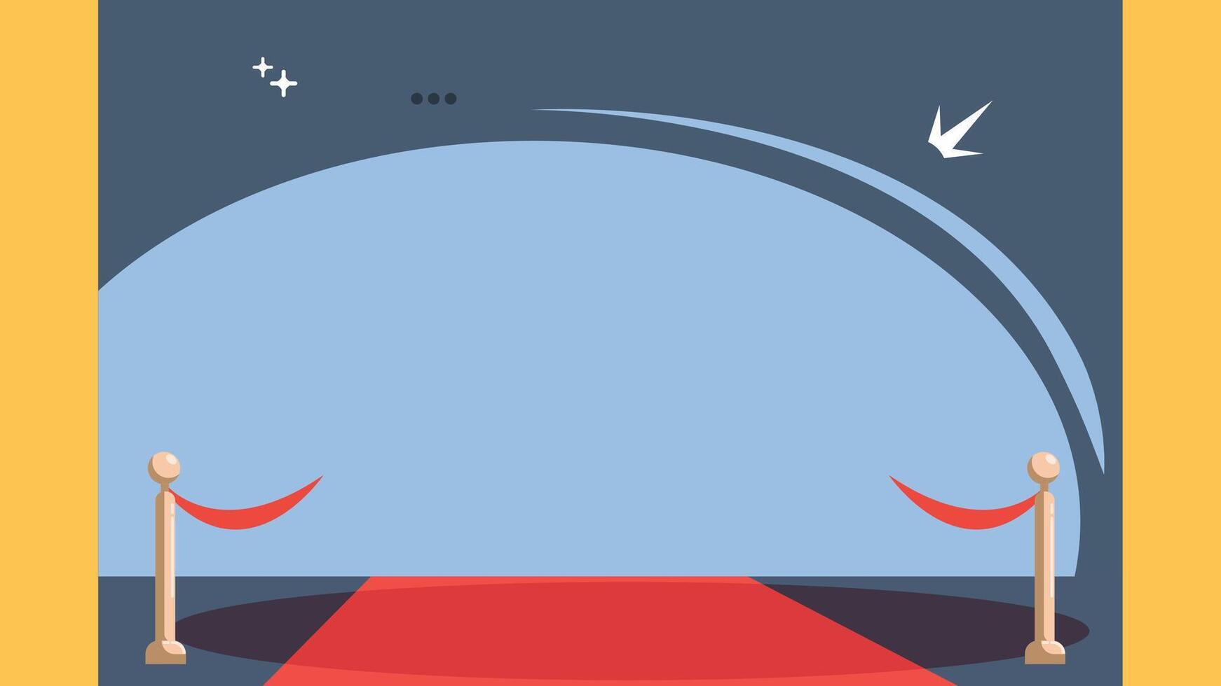 Movie theatre with red carpet flat design illustration vector
