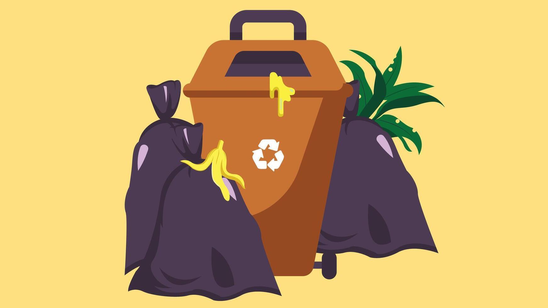 Waste management and recycling process pins illustration vector