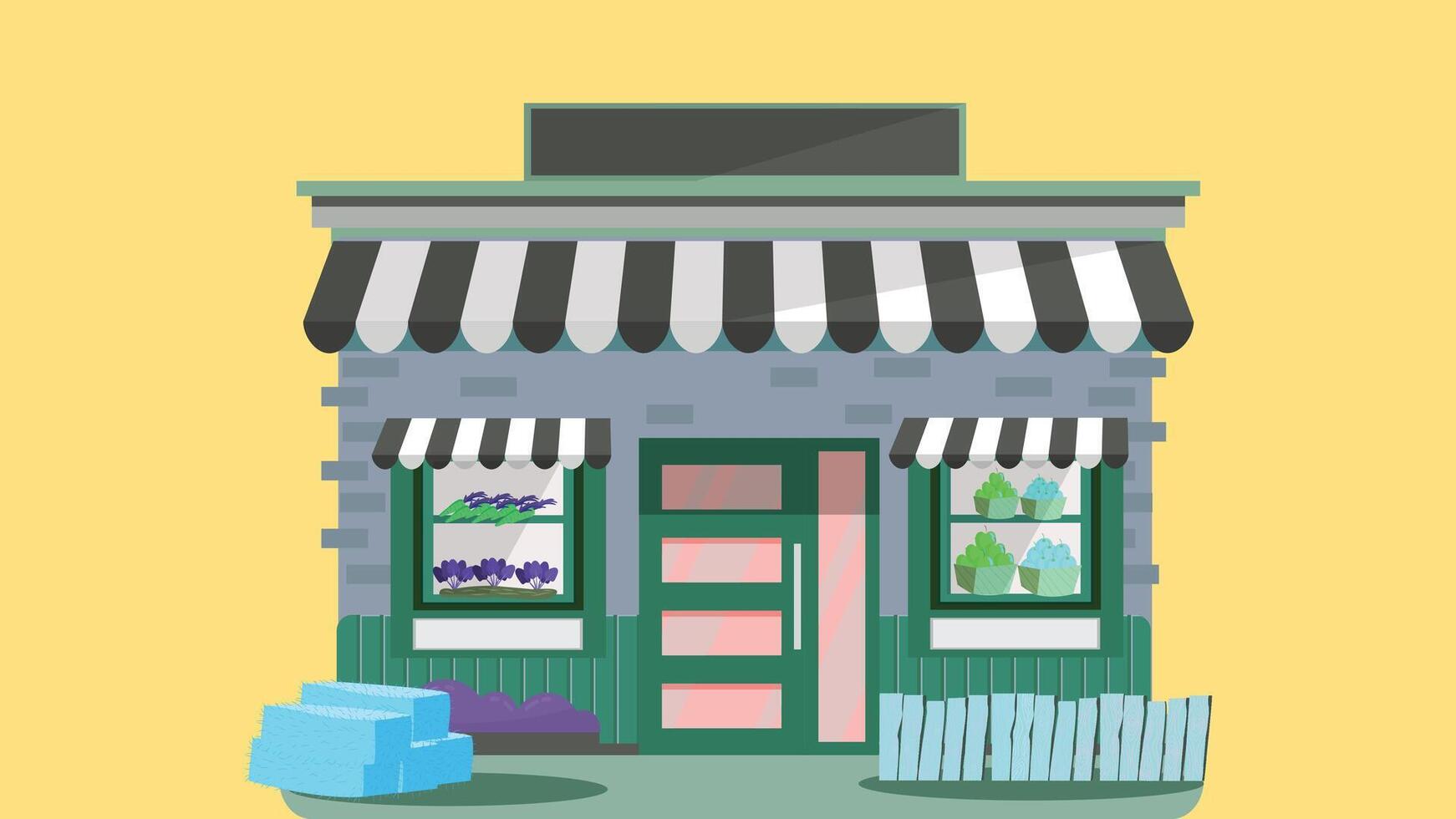 store front flat design front view isolated illustration vector