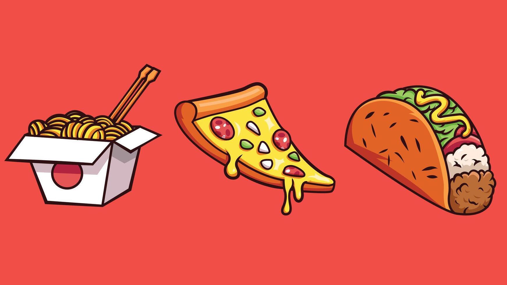Fast food and drinks items graphic illustration vector
