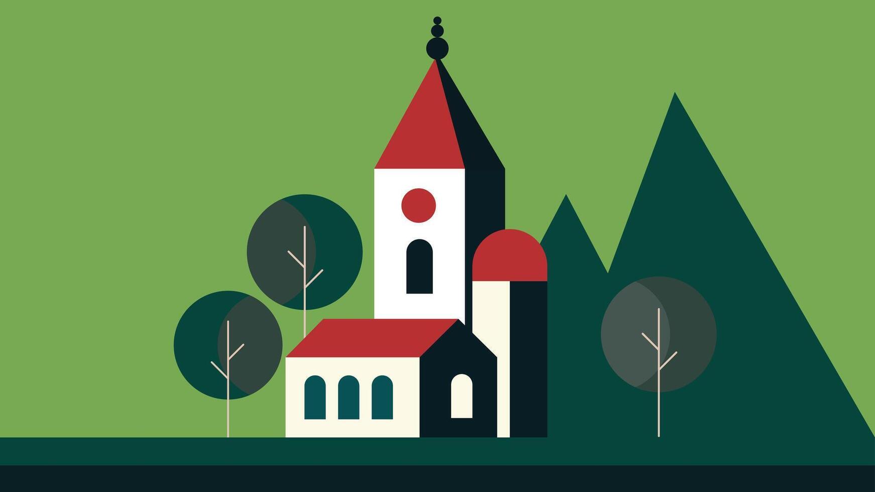 Italian architecture old building flat design background vector