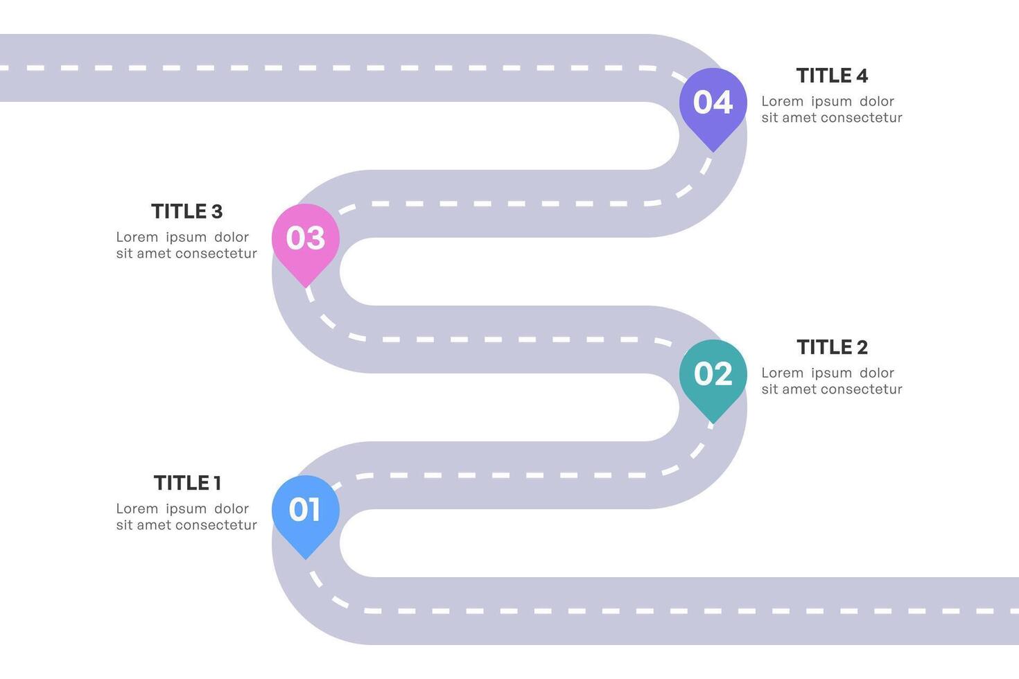 Comprehensive Roadmap Infographic, Strategic Milestone Path with 4 Key Stages vector