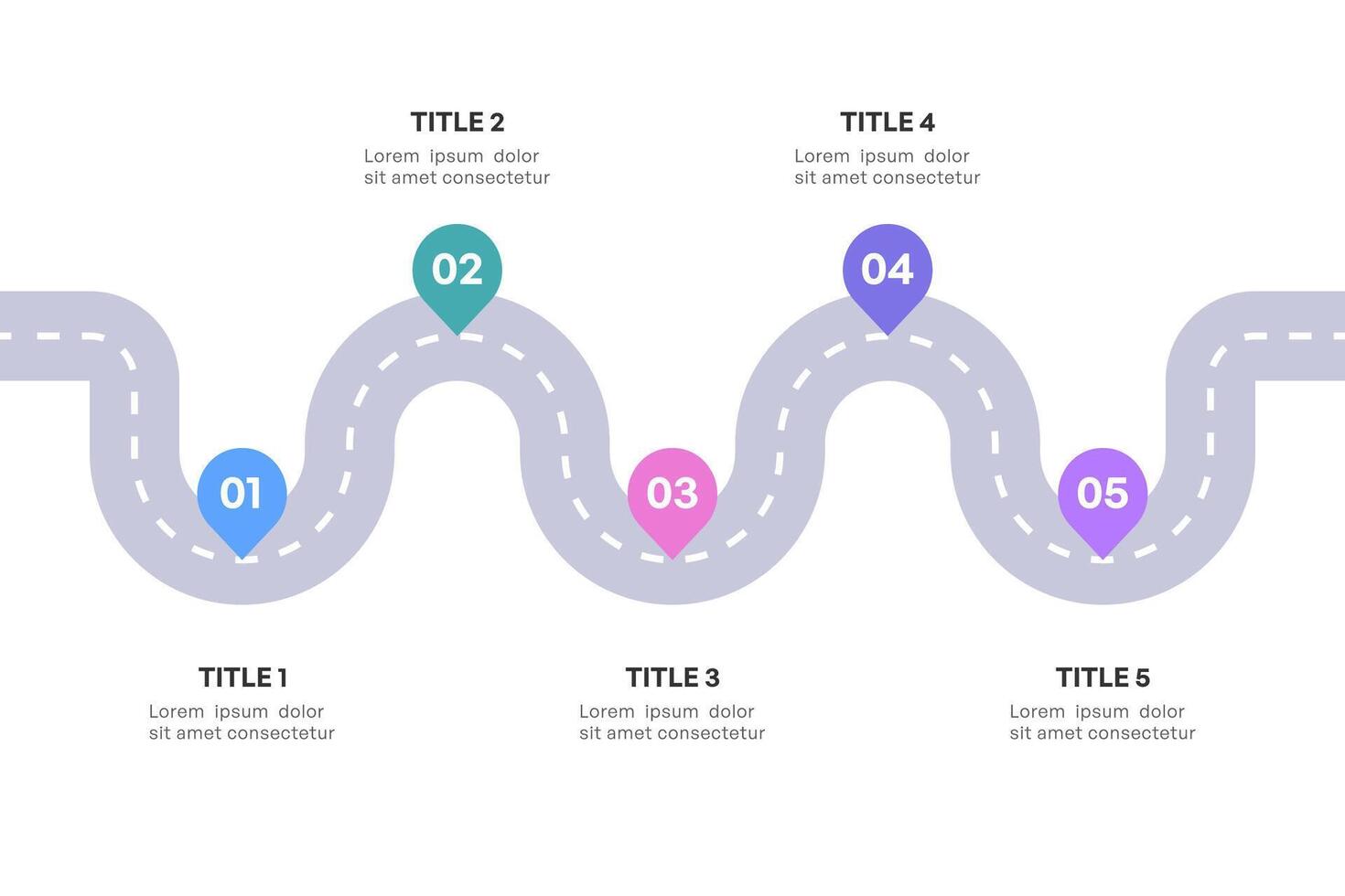 Comprehensive Roadmap Infographic, Strategic Milestone Path with 5 Key Stages vector