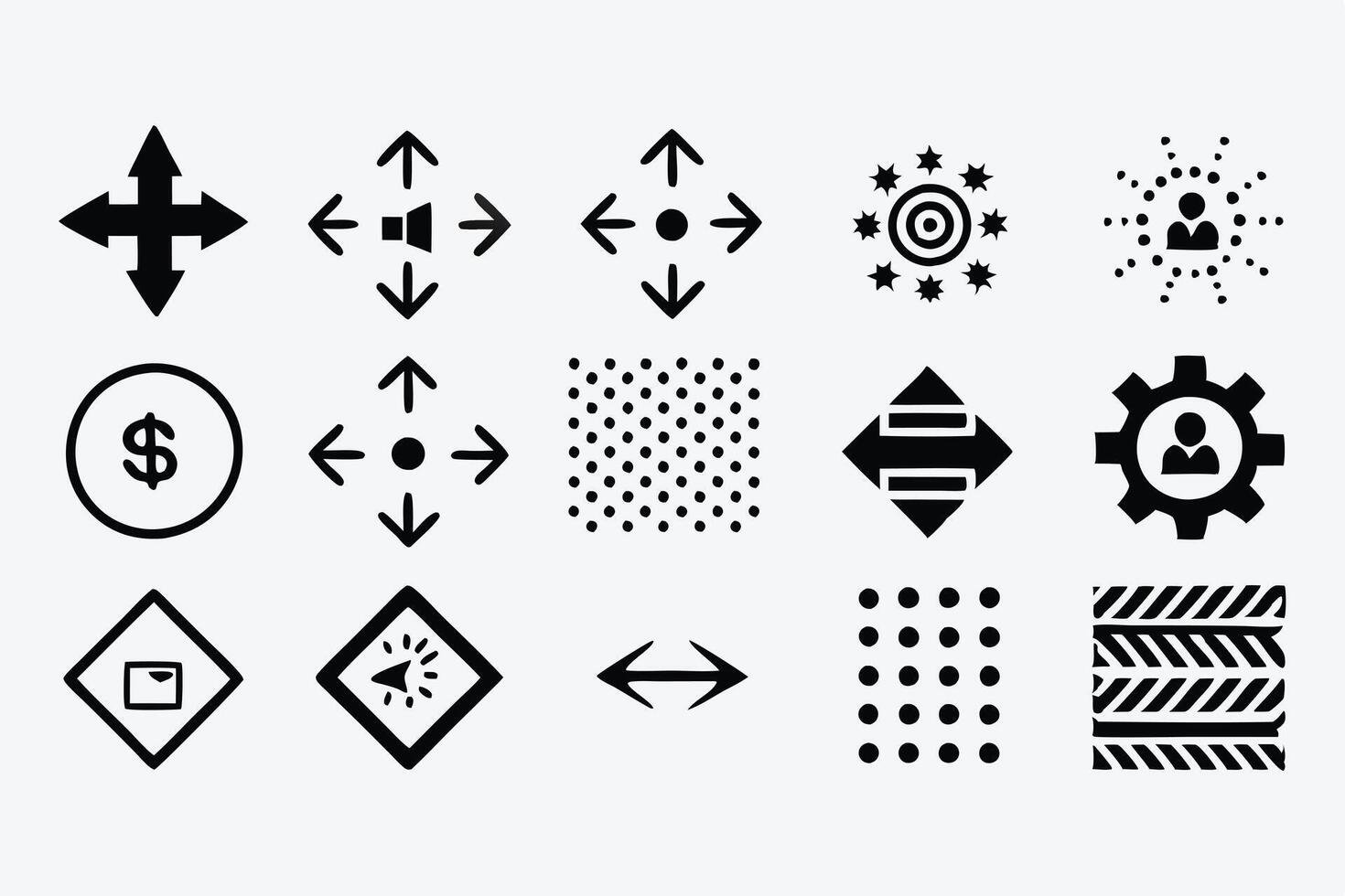 Arrow icon, black business sticker, direction symbol illustration set vector