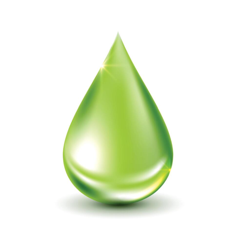 Serum texture, water drop on white background. vitamins collagen serum for beauty skin care cosmetics. medical scientific concepts. green droplet design. vector