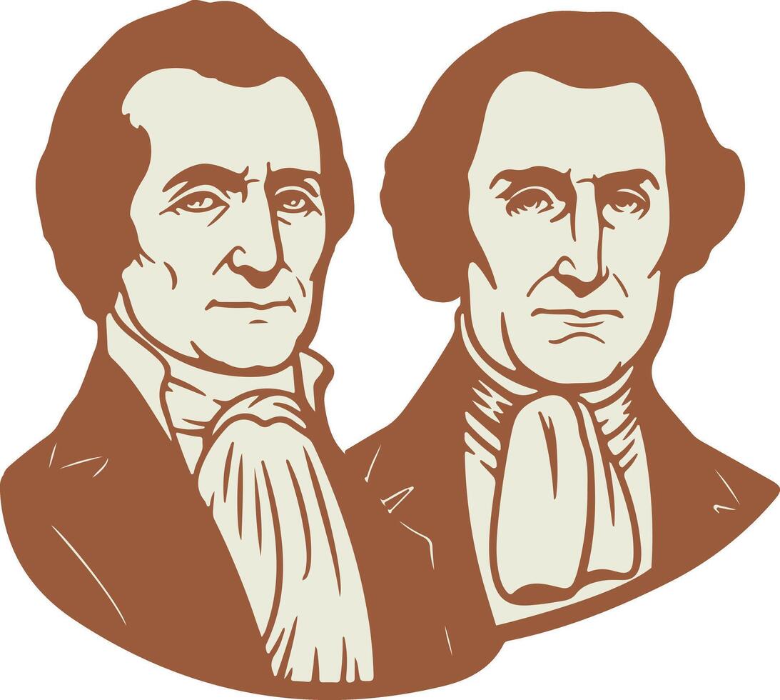 Cartoon of Presidents George Washington and Abraham Lincoln, President Day vector