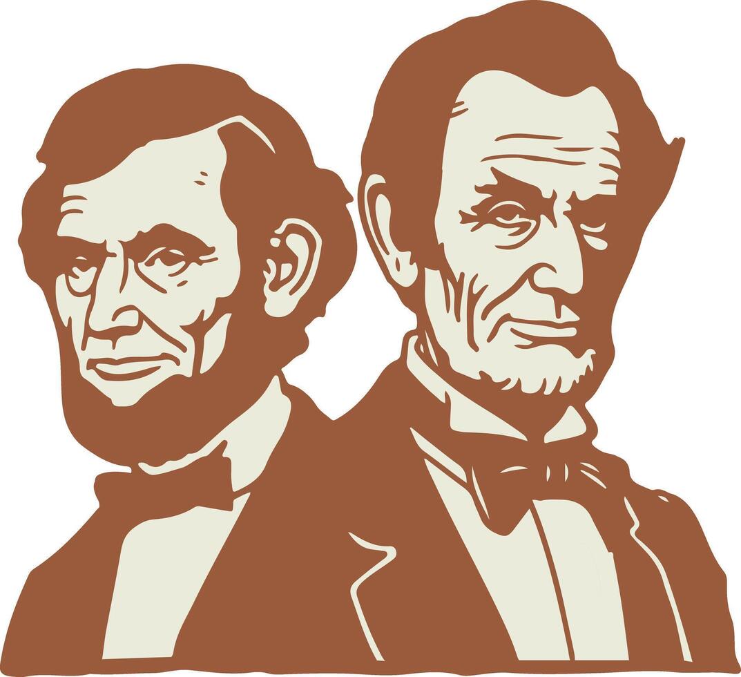 Cartoon of Presidents George Washington and Abraham Lincoln, President Day vector