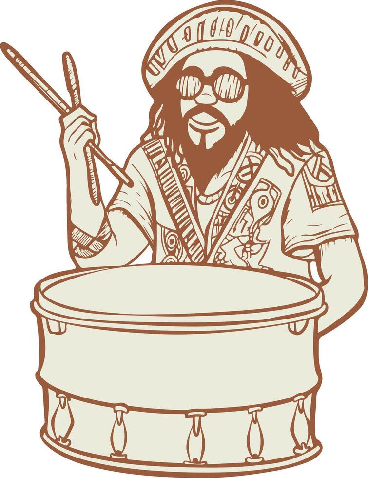 bob marley day man with drum vector