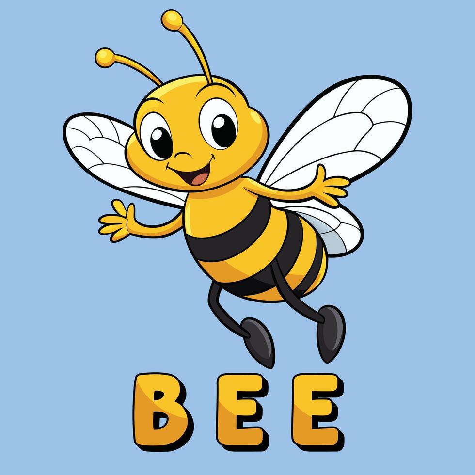 Cute Bee Flying Cartoon Icon Illustration Design. Flat Animal Cartoon Style vector