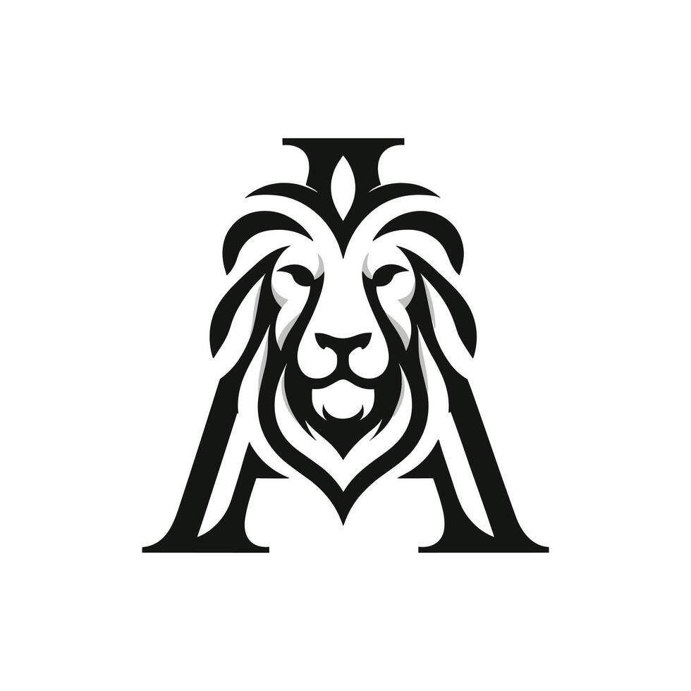 Elegant monochrome lion face illustration, perfect for logos, emblems, and creative designs. This detailed line art captures the majestic and powerful essence of the lion in a minimalist style. vector