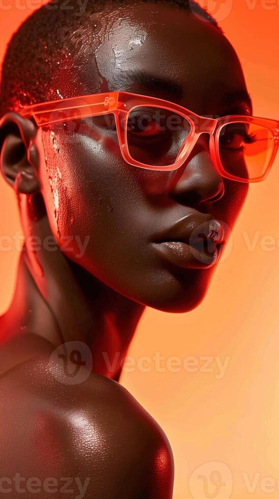 Captivating Portrait of a Stylish and Confident African Model in Dramatic Lighting photo
