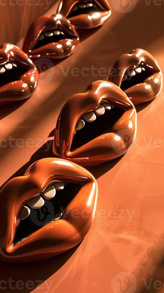 Glossy Pinkish Red Lips Close Up Abstract Art Photography photo