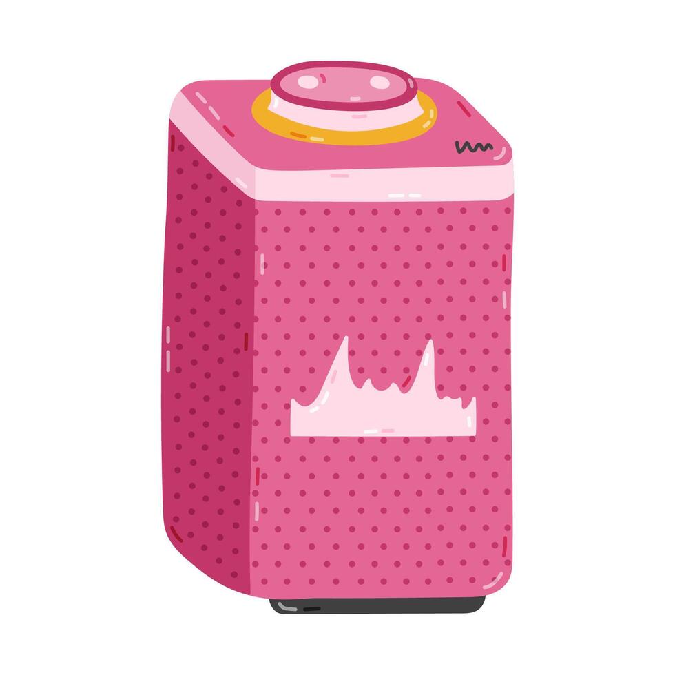 Cute cartoon vertical smart assistant speaker playing music or talking. Virtual AI voice control with wireless loudspeaker to manage the house. Internet of things technique isolated on white. vector