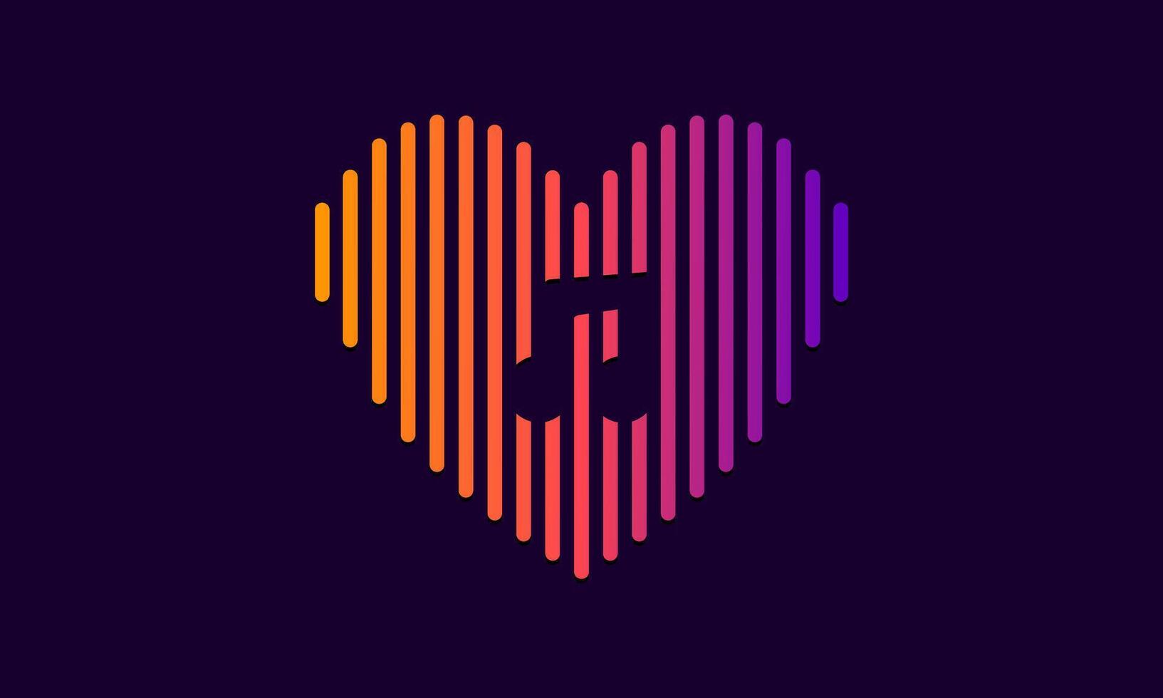 Music in the heart. Sound wave heart. Sound wave, Heart shape, Digital, Media and Music equalizer. vector