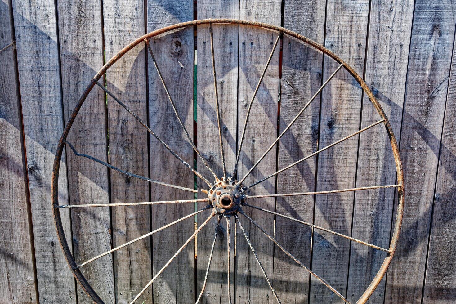 Vintage wagon wheel closeup photo