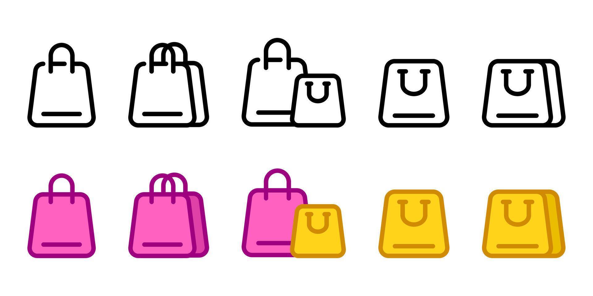 Shopping bag icon. Pink package sign. Purchase symbol. Yellow packet illustration. Merchandise pictogram. vector